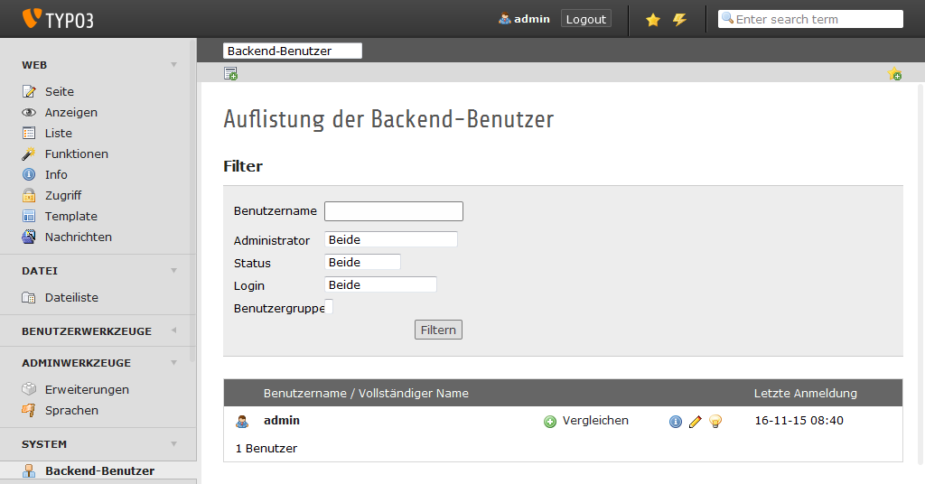 TYPO3 Backend User