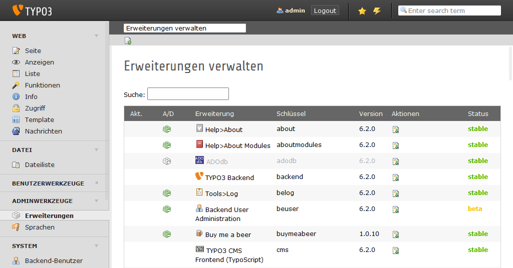 TYPO3 Extension Manager